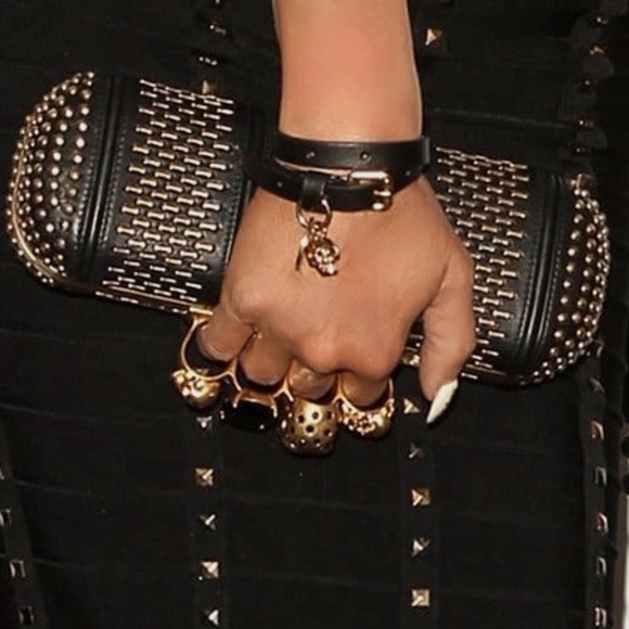 Alexander McQueen Handbags - Alexander McQueen Studded Nappa Leather Knuckle Box Clutch
